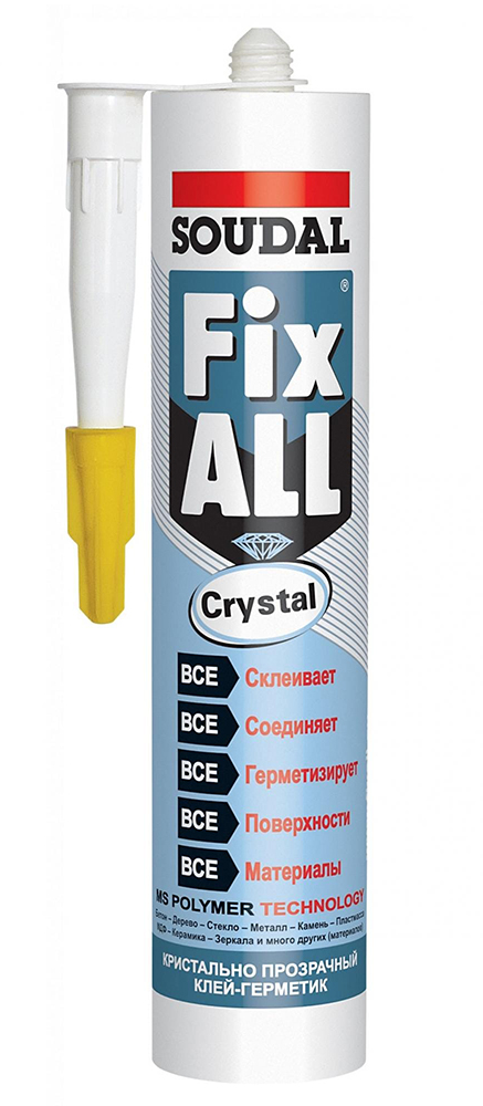 картинка Soudal Fix All Crystal. Прозрачный клей-герметик. 290 мл. Бельгия. от магазина СтартСтрой